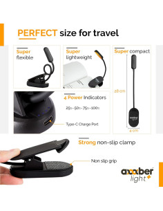 Luz de Lectura Nocturna Ámbar y Roja Luz que Bloquea Luz Azul 2