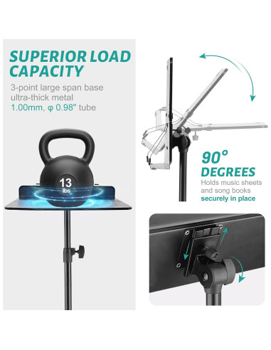 Soporte de Partituras Vekkia Ajustable Plegable 81-142 cm