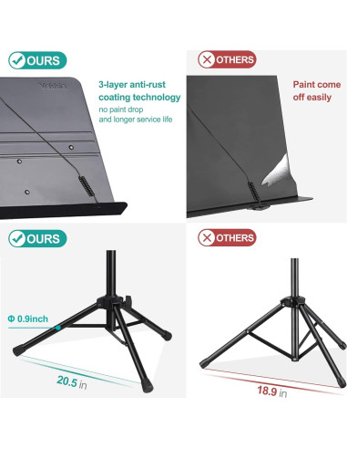 Soporte de Partituras Vekkia Ajustable Plegable 81-142 cm