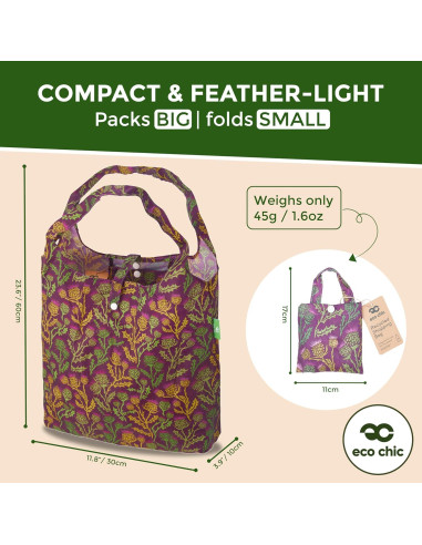 Bolsa de Compras Reutilizable ECO CHIC Púrpura - Plegable e Impermeable