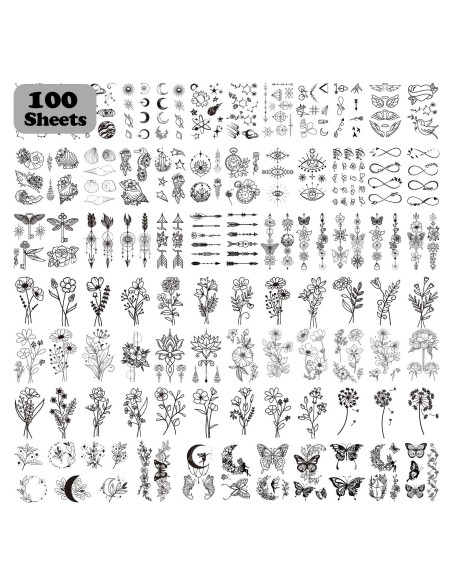 Cerlaza Tatuajes Temporales 100 Hojas 420 Diseños Realistas