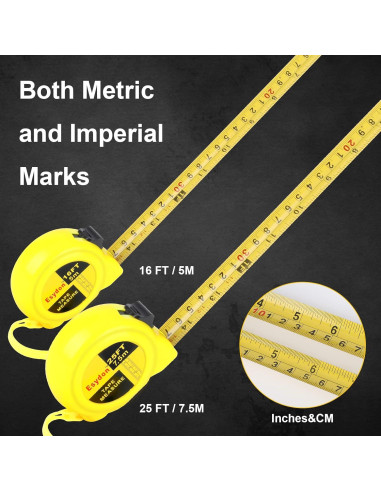Cinta Métrica 2 Paquetes Esydon 7.5m y 5m Auto-Bloqueo