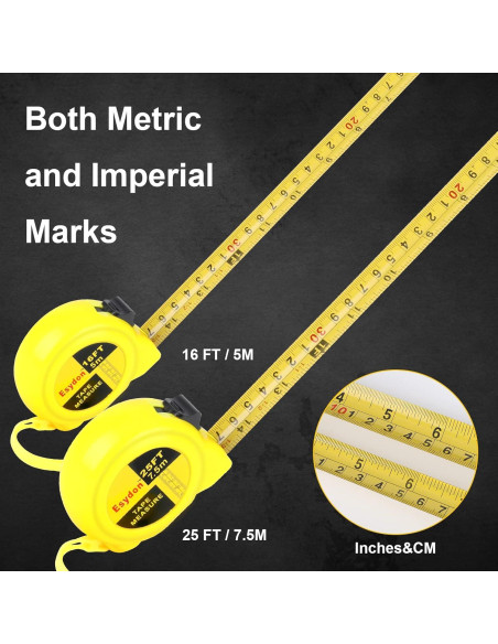 Cinta Métrica 2 Paquetes Esydon 7.5m y 5m Auto-Bloqueo