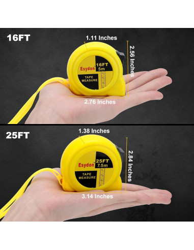 Cinta Métrica 2 Paquetes Esydon 7.5m y 5m Auto-Bloqueo