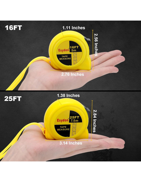 Cinta Métrica 2 Paquetes Esydon 7.5m y 5m Auto-Bloqueo