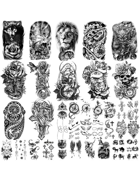 Calcomanías de Tatuajes Temporales Yazhiji - 36 Hojas, 3D