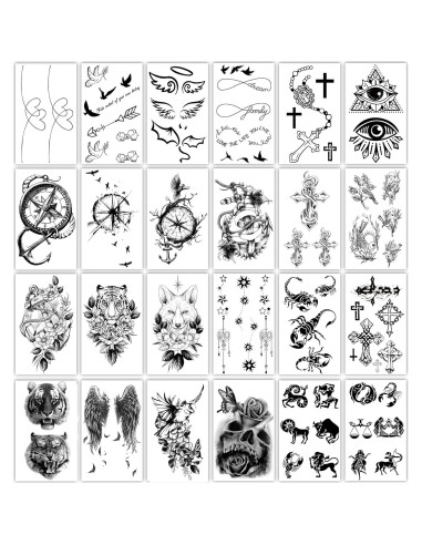 Calcomanías de Tatuajes Temporales Yazhiji - 36 Hojas, 3D