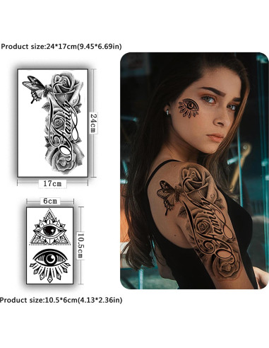Calcomanías de Tatuajes Temporales Yazhiji - 36 Hojas, 3D