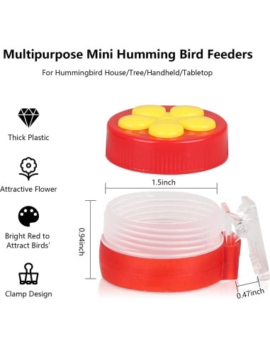 Paquete de 4 alimentadores de colibrí PiiSheou rojos