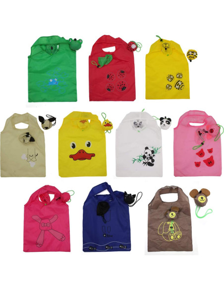 10 Bolsas de Compras Plegables Ecológicas YUYIKES Animales