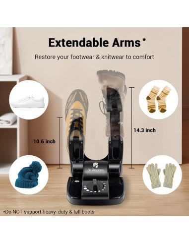 Secador de Botas Dr. Prepare con Temporizador y Rack Ajustable