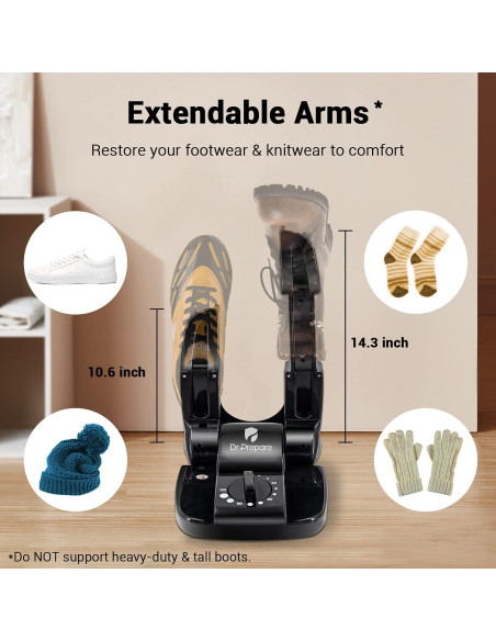 Secador de Botas Dr. Prepare con Temporizador y Rack Ajustable