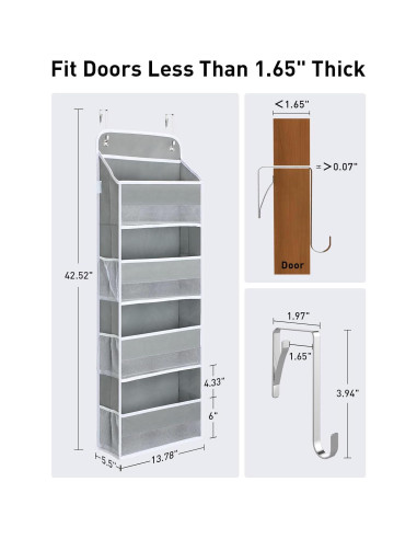 Organizador sobre la puerta Yecaye 4 Niveles 15.9 kg Gris