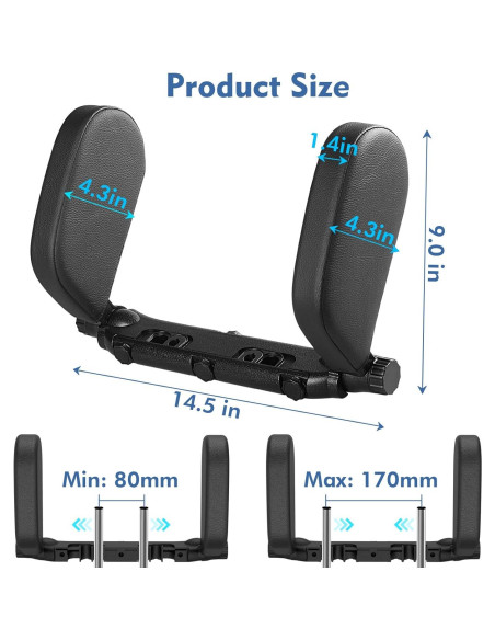 Almohada Reposacabezas JZCreater Ajustable 180 Negro