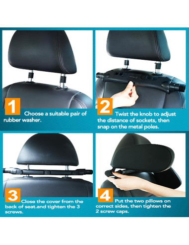 Almohada Reposacabezas JZCreater Ajustable 180 Negro
