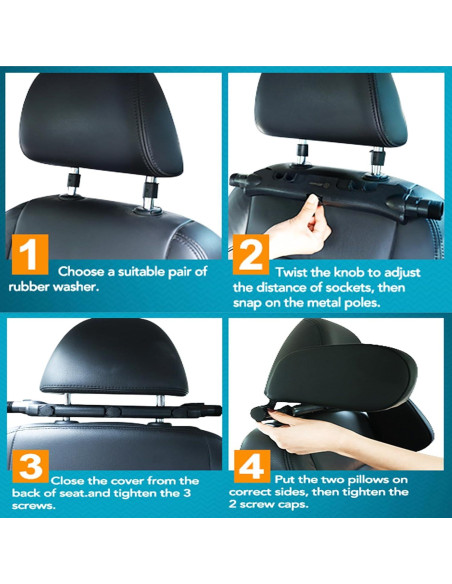 Almohada Reposacabezas JZCreater Ajustable 180 Negro
