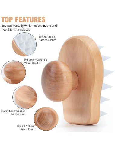 Cepillo Masajeador de Cuero Cabelludo HangerSpace Madera Blanco