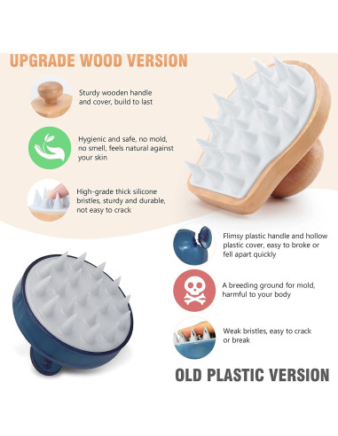 Cepillo Masajeador de Cuero Cabelludo HangerSpace Madera Blanco