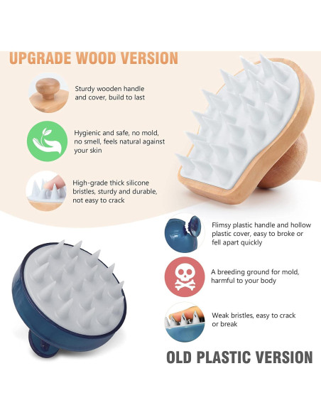 Cepillo Masajeador de Cuero Cabelludo HangerSpace Madera Blanco