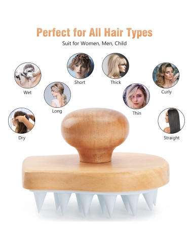 Cepillo Masajeador de Cuero Cabelludo HangerSpace Madera Blanco