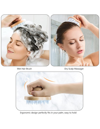 Cepillo Masajeador de Cuero Cabelludo HangerSpace Madera Blanco