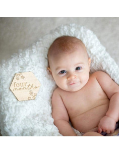 Tarjetas Mensuales de Bebé de Madera Floral - 24 Frases + Tarjeta Personalizable 2