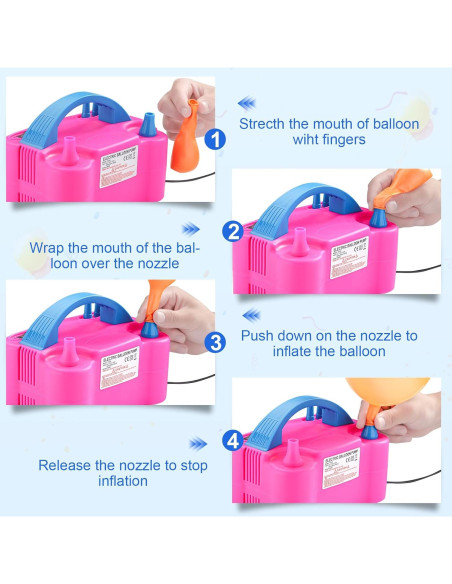 Bomba de Globo Eléctrica Voircoloria 600W Doble Boquilla