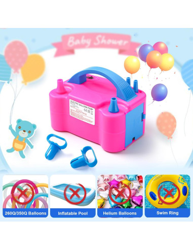 Bomba de Globo Eléctrica Voircoloria 600W Doble Boquilla