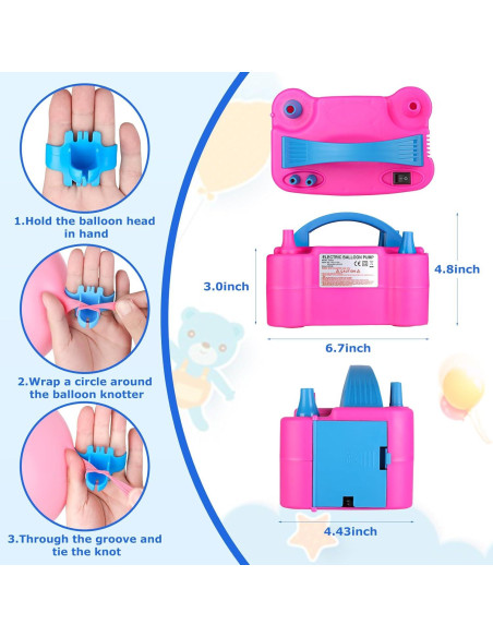 Bomba de Globo Eléctrica Voircoloria 600W Doble Boquilla