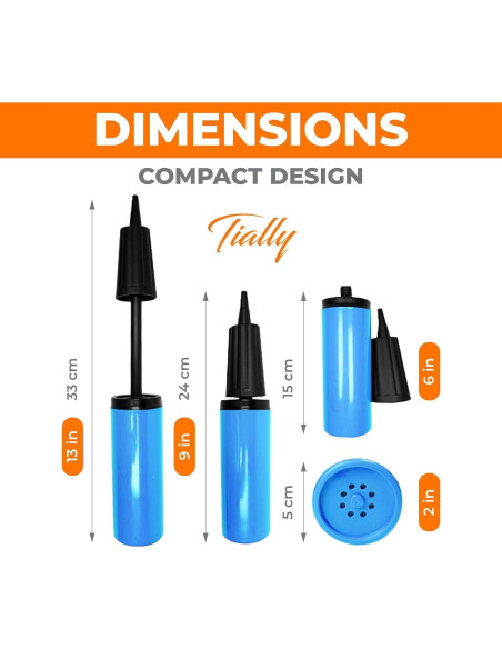 Bomba de aire manual TIALLY 23 cm para globos y flotadores