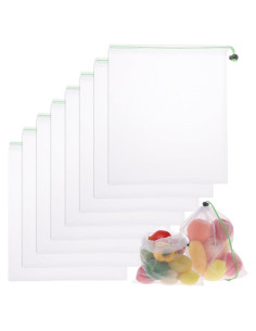 8 Bolsas Reutilizables de Malla BOHUIZ 35x30cm para Frutas y Verduras