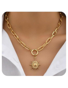 Collar de Oro 18K Nojess con Colgante de Girasol para Mujeres