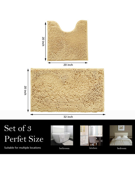 Juego de 2 Alfombrillas de Baño AINAHYVA Beige Antideslizante Juego de 2 Alfombrillas de Baño AINAHYVA Beige Antideslizante