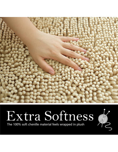 Juego de 2 Alfombrillas de Baño AINAHYVA Beige Antideslizante