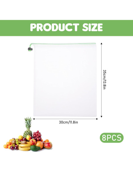 8 Bolsas Reutilizables de Malla TIESOME 35x30cm Ecológicas
