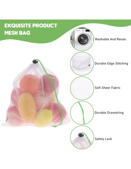 8 Bolsas Reutilizables de Malla TIESOME 35x30cm Ecológicas
