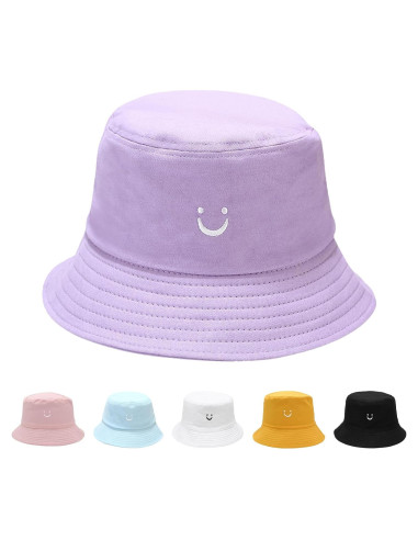 Sombrero de Sol para Niños Algodón Reversible Cara Sonriente