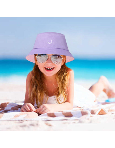 Sombrero de Sol para Niños Algodón Reversible Cara Sonriente