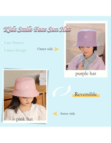 Sombrero de Sol para Niños Algodón Reversible Cara Sonriente