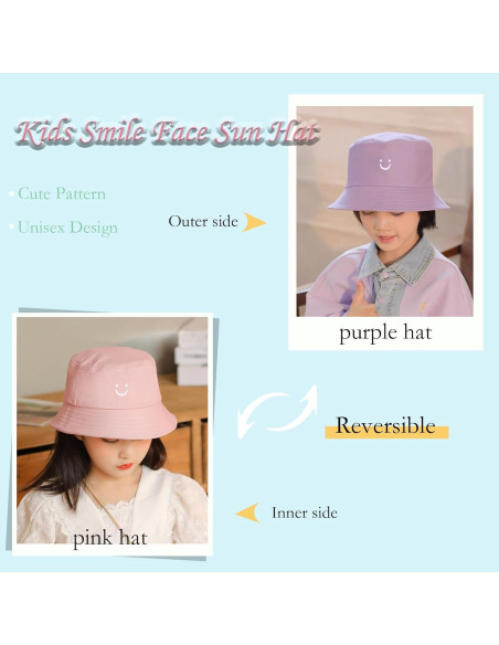 Sombrero de Sol para Niños Algodón Reversible Cara Sonriente