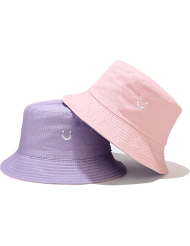 Sombrero de Sol para Niños Algodón Reversible Cara Sonriente