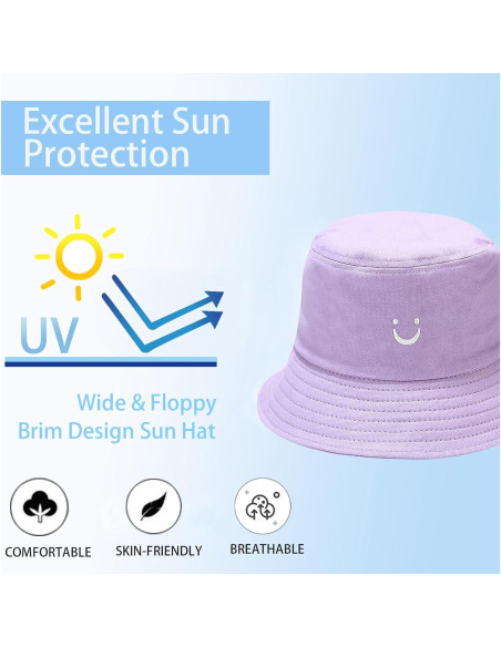 Sombrero de Sol para Niños Algodón Reversible Cara Sonriente