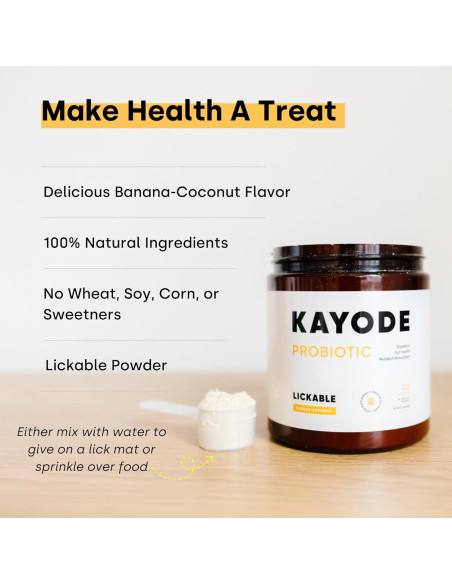 Kayode Probióticos Lickables para Perros - Sabor Plátano y Coco