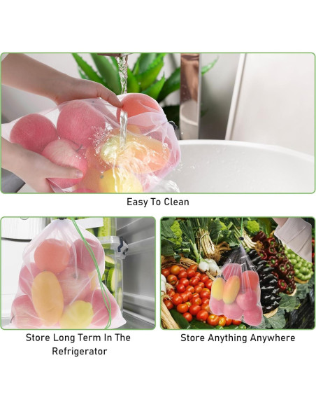 8 Bolsas Reutilizables de Malla TIESOME 35x30cm Ecológicas