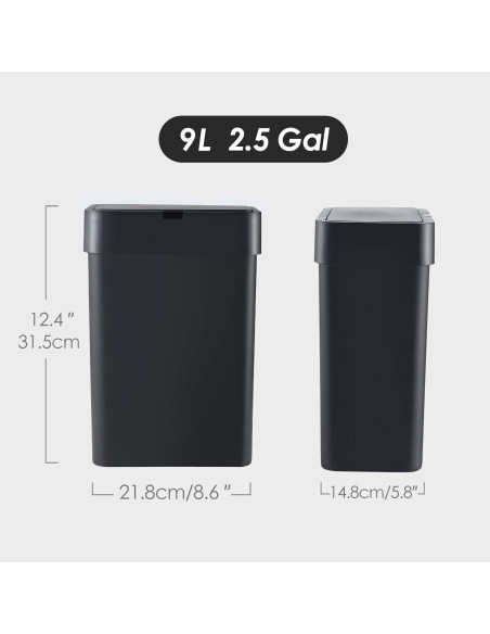 Basurero Inteligente ELPHECO 9.5L con Sensor de Movimiento Negro