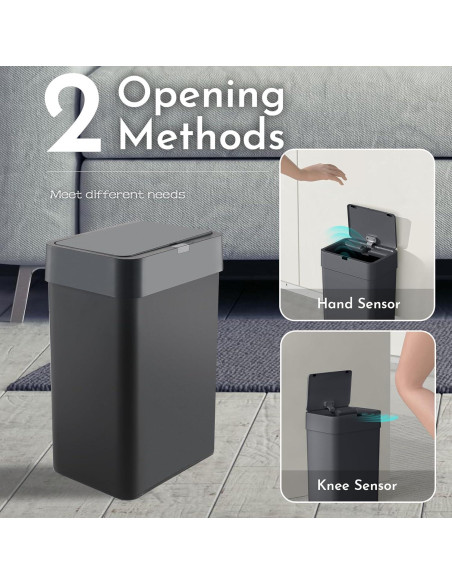 Basurero Inteligente ELPHECO 9.5L con Sensor de Movimiento Negro