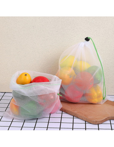 8 Bolsas Reutilizables de Malla TIESOME 35x30cm Ecológicas