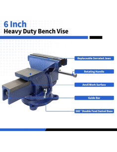Tornillo de banco de alta resistencia Nakkaa 150mm con base giratoria 2