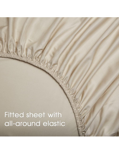 Juego de Sábanas Queen HYPREST Beige - Rayón de Bambú Suave