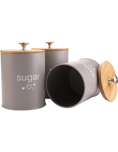 Set de 3 Tarros de Cocina Fasmov para Café, Azúcar y Té